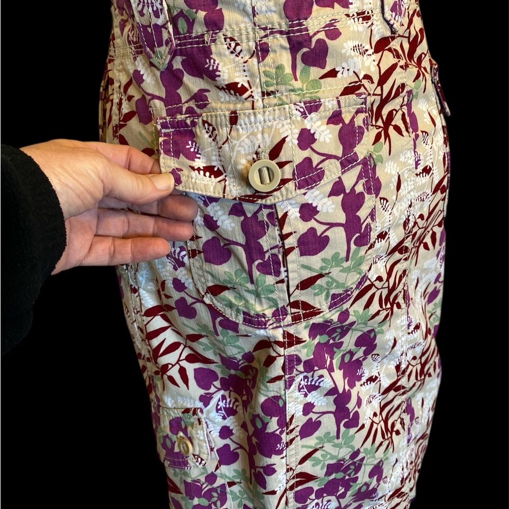 Eddie Bauer Red and Purple Floral A-line Midi Skirt - Picture 3 of 6